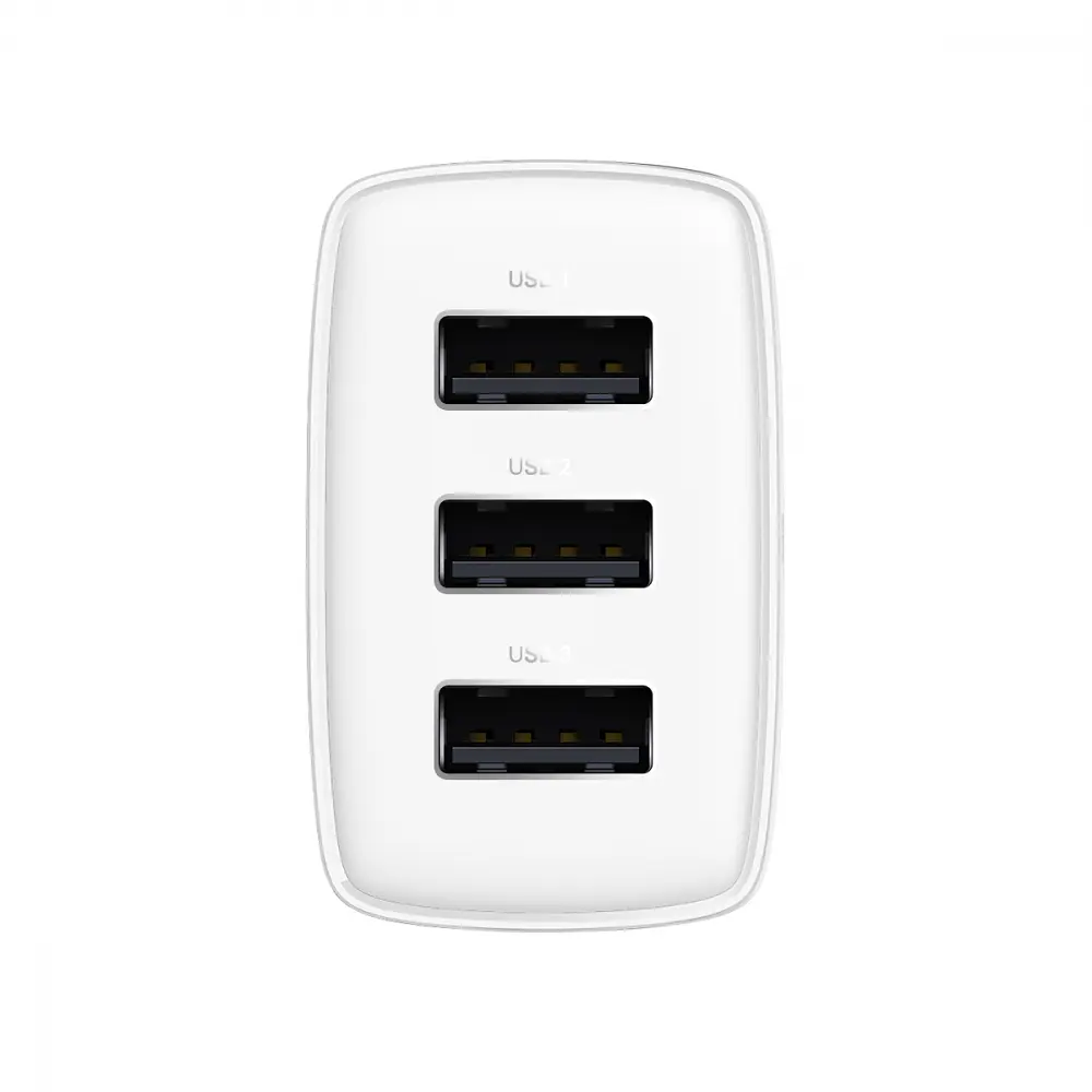 Мережевий зарядний пристрій Baseus Compact Charger 3U 17W 3USB White (CCXJ020102) [74464] - фото 3