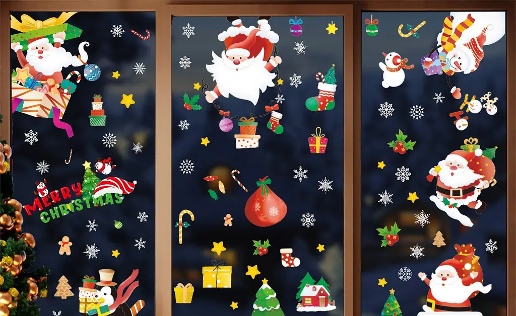 Набір новорічних наклейок на вікно Happy New Year 9 14578 20×30 см 9 аркушів - фото 3