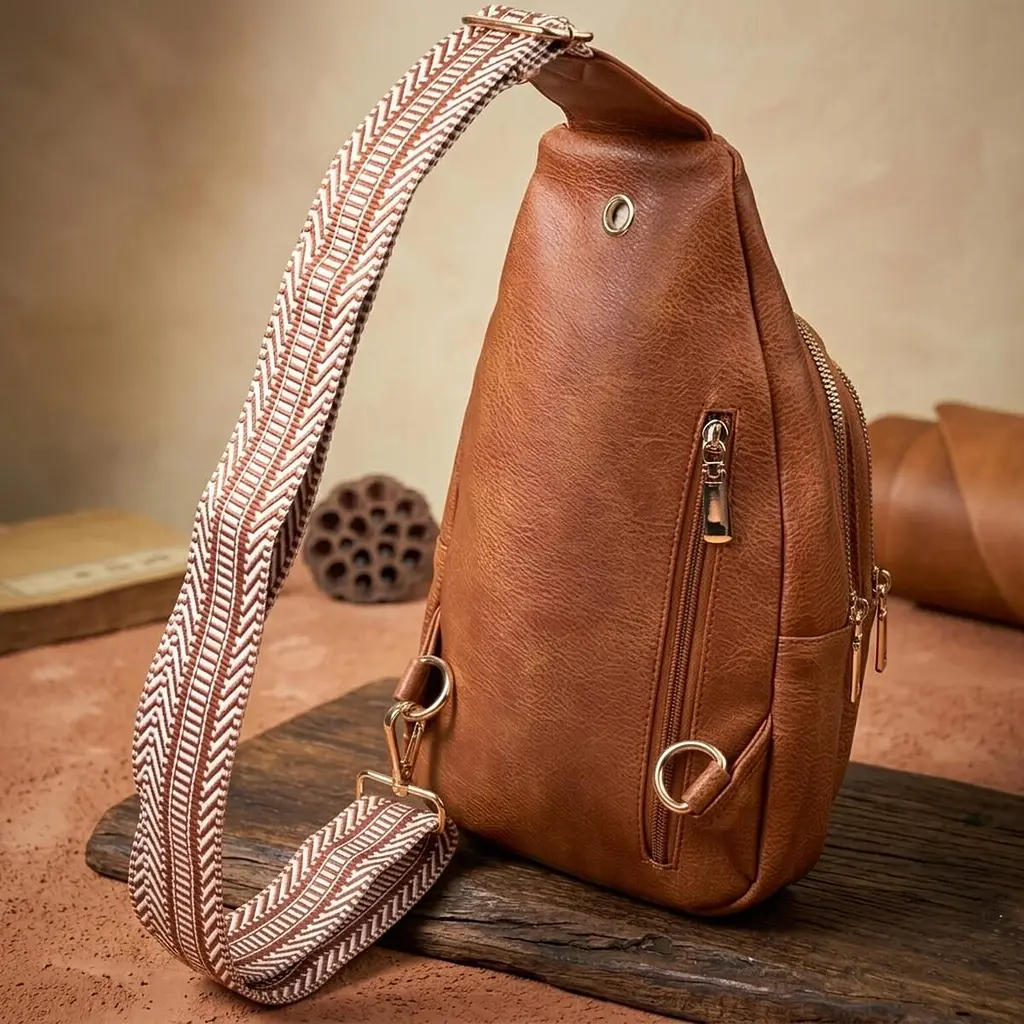 Практична жіноча сумка з однією лямкою через плече з екошкіри Vintage 22758 руда - фото 3