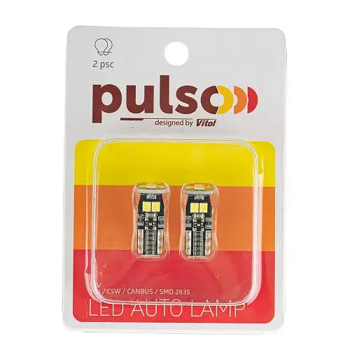 Лампа PULSO/габаритна/LED T10/CANBUS/6SMD-2835/12v/2.7W/290lm White