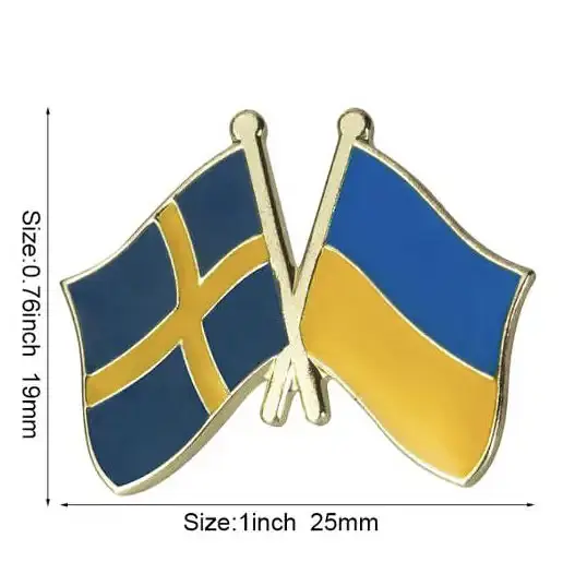 Подвійний значок-пін «Україна – Швеція» 25 × 19 мм (00095) - фото 2