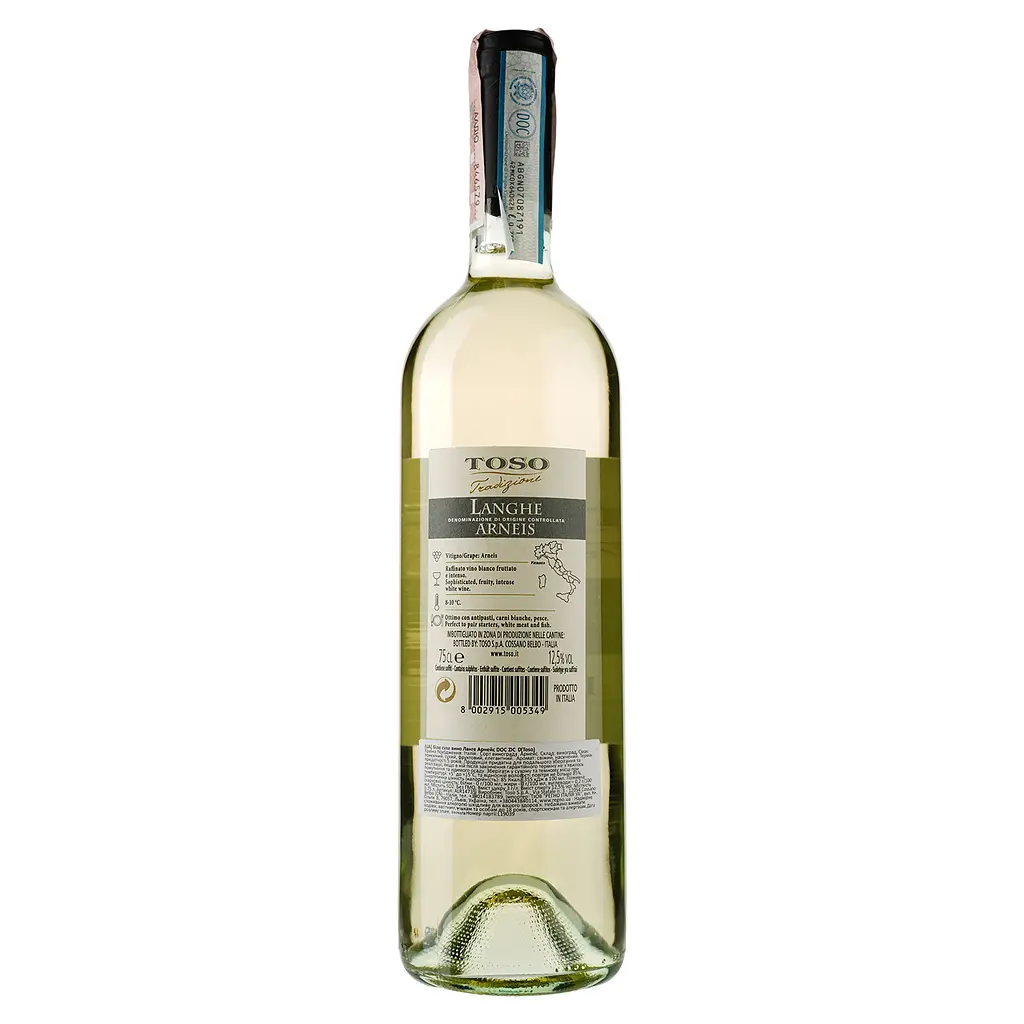 Вино Toso Langhe Arneis DOC, белое, сухое, 12,%, 0,75 л (ALR14735) - фото 2