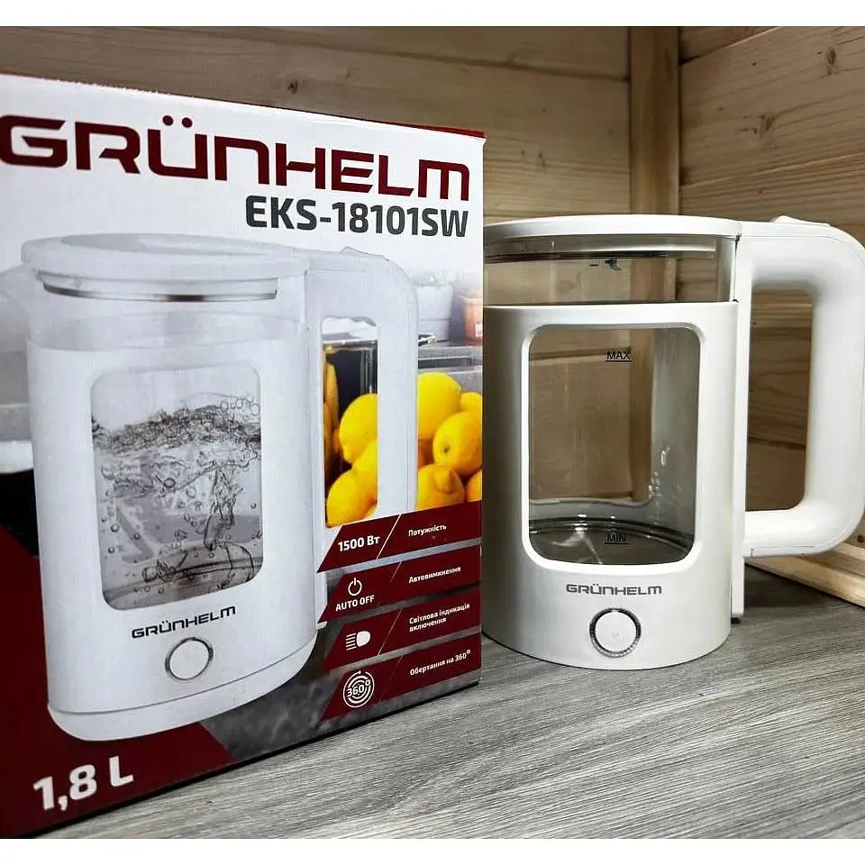 Електрочайник скляний Grunhelm EKS-18101SW дисковий 1.8 л 1500 Вт - фото 4