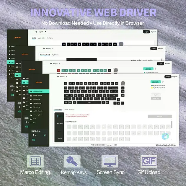 Игровая беспроводная механическая клавиатура Attack Shark X820 Ultra / Три режима подключения / Pre-Lubed Linear Switch / White - фото 7