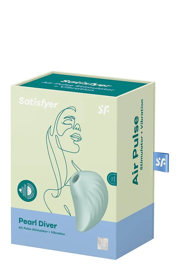 Стимулятор Satisfyer Pearl Diver Вакуумний кліторальний у вигляді мушлі, 9.1х5.1 см мятний - фото 2