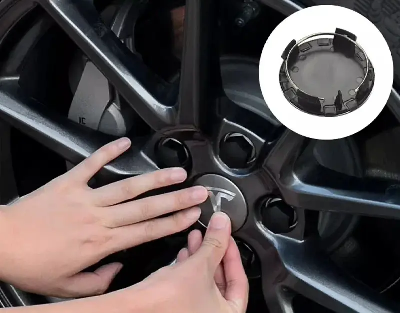 Ковпак колеса Tesla чорний червоний 56 мм алюміній 1 шт OEM 600587900A (ковпачок, заглушка) - фото 4