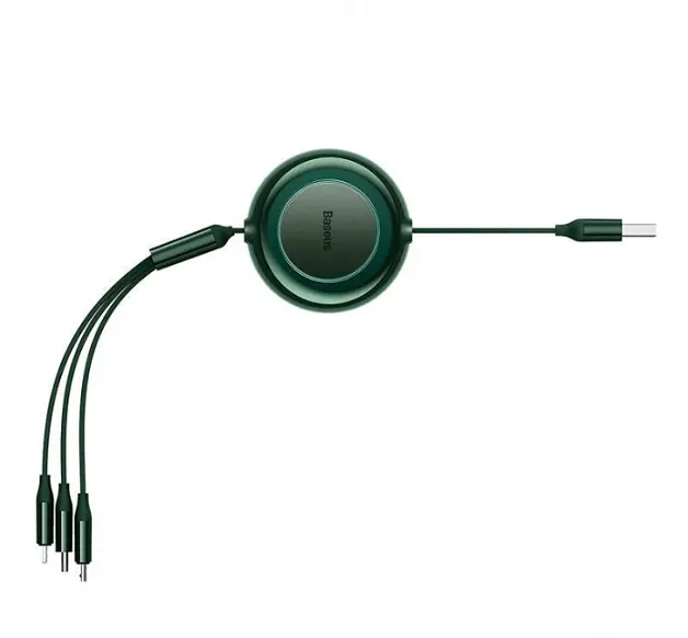 Кабель Baseus Bright Mirror 2 Series 3-in-1 Cable USB to MicroUSB+Lightning+Type-C 3.5A 1.1m CAMJ010006 Green - фото 3