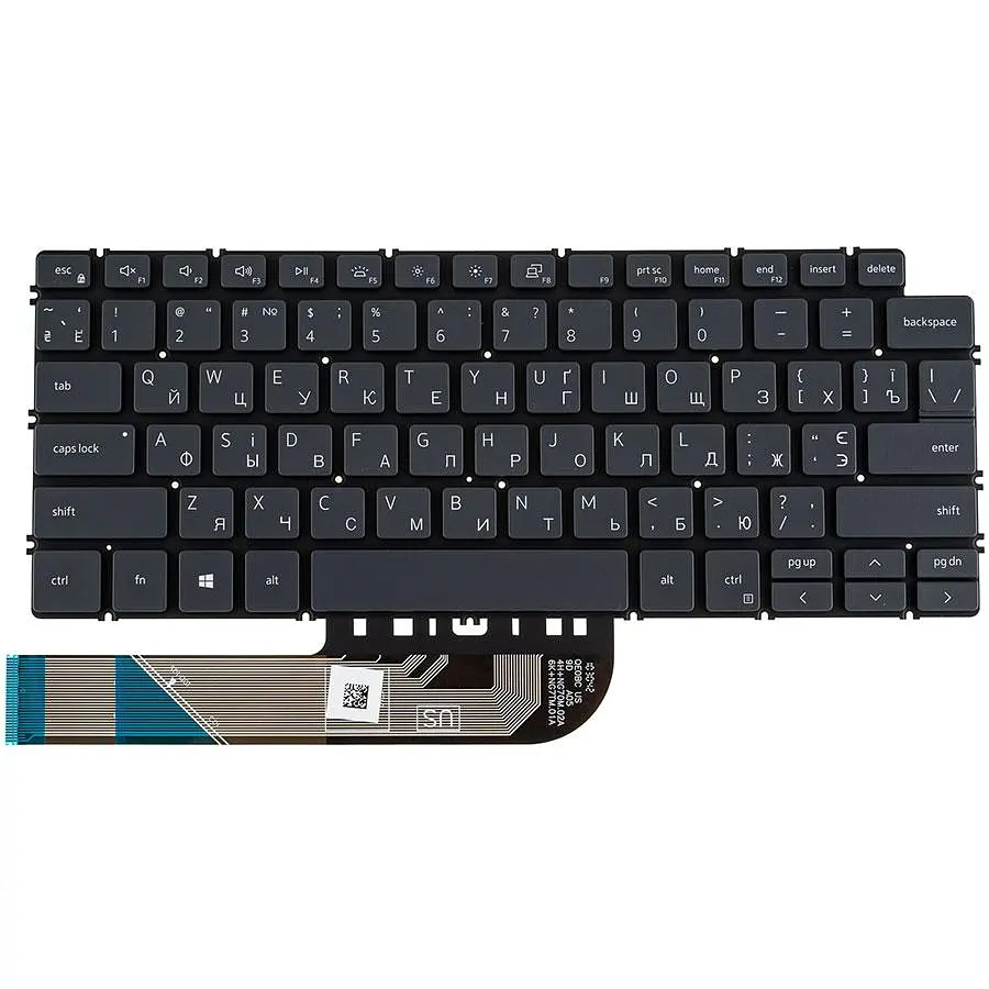 Клавіатура для ноутбука DELL (Inspiron: 5390 5490 7490) ukr сірий без фрейму підсвічування клавіш - фото 2