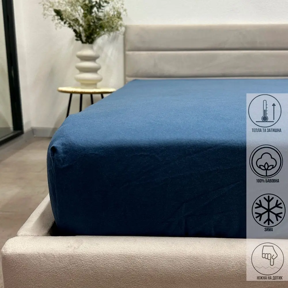 Простыня Ecotton Super Soft SB-199 фланель на резинке Blue 160х200 см (24385_SB-199) - фото 2