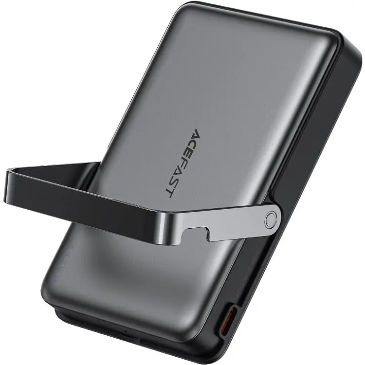 Зовнішній акумулятор Acefast M17 Magnetic Wireless 10000mAh 22.5W QI 15W з підставкою чорний ніжкою