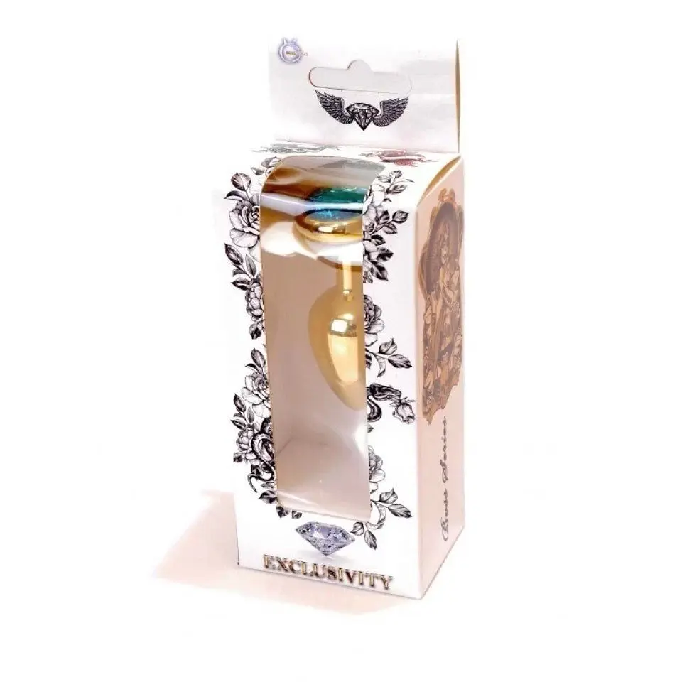 Анальна пробка з кристалом B-Series Jewellery Gold Heart Plug Light Blue, 7х2,7 см, блакитний - фото 5
