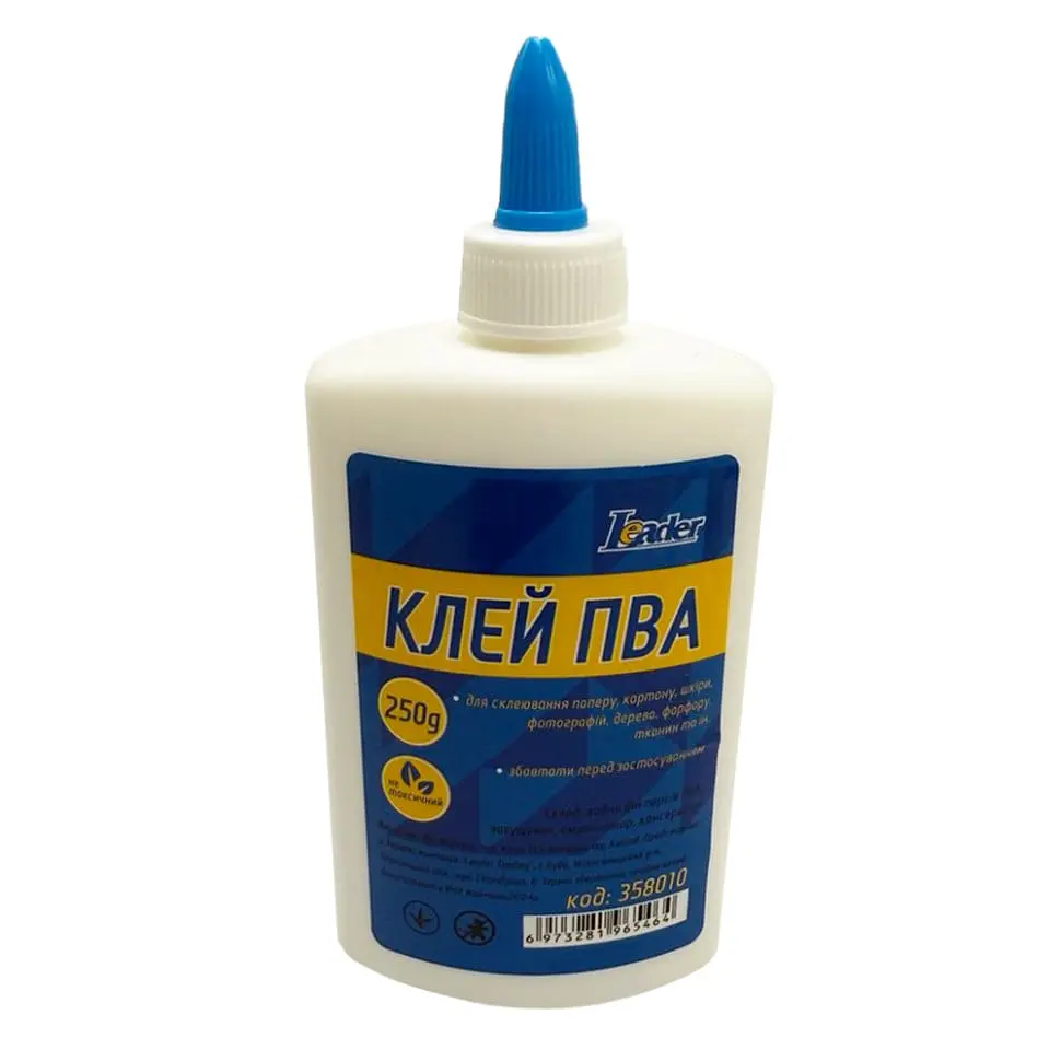 Клей канцелярський ПВА 358010 ковпачок-дозатор 250 грам