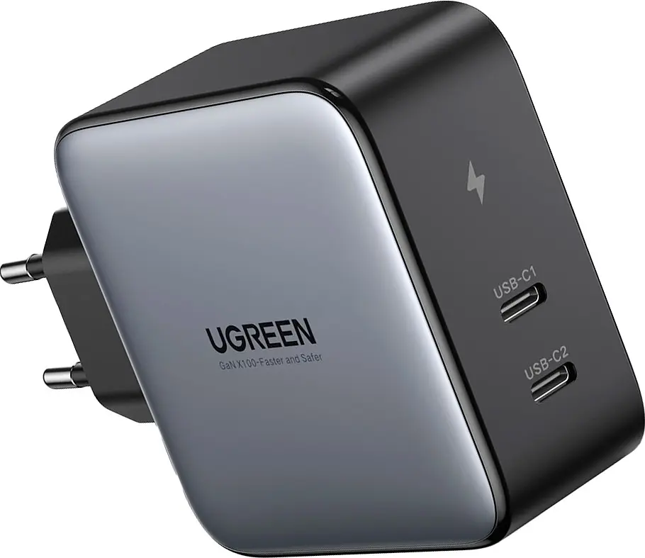 Мережевий зарядний пристрій Ugreen CD254 2xUSB-C 100W GaN Tech Fast Charger Black [50327] [99281] - фото 2
