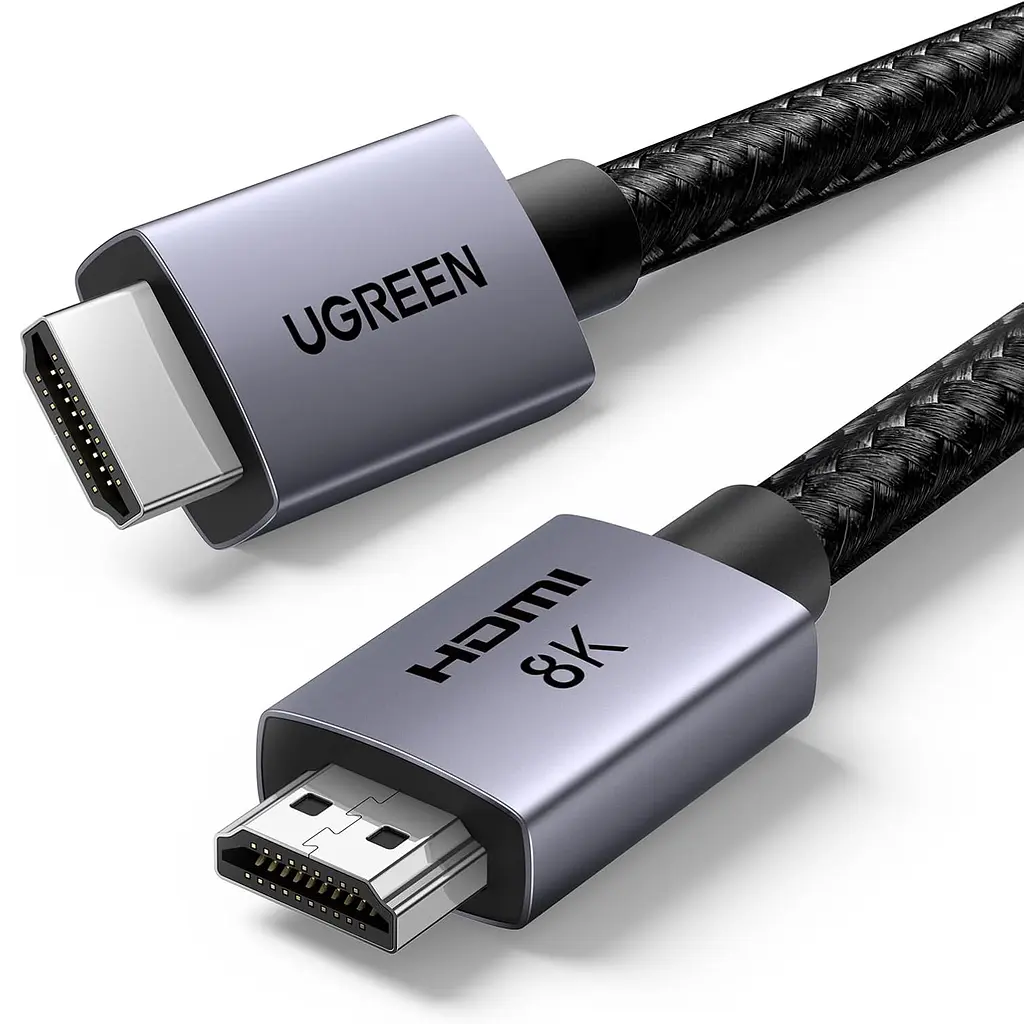 Кабель HDMI UGREEN HD171 5 м версія 2.1 штекер на обох кінцях 8K 60 Гц 4K 120 Гц до 48 Гбіт/с динамічний HDR Dolby Vision HDR10+ підтримка eARC VRR ALLM QMS QFT в обплетенні чорний із сірими корпусами роз’ємів та сріблястими штекерами (35376)