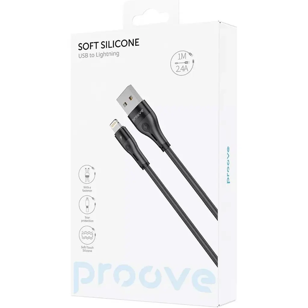 Кабель Proove Soft Silicone USB-A to Lightning 1m Black (CCSO20001101) [133328] - фото 5
