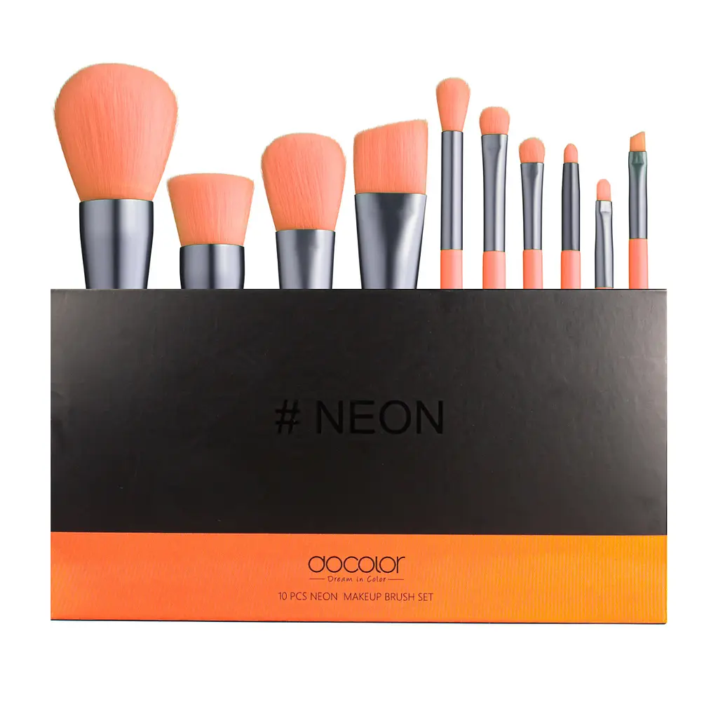 Набор кистей для макияжа Docolor Neon Peach (10шт) N1003 - фото 1