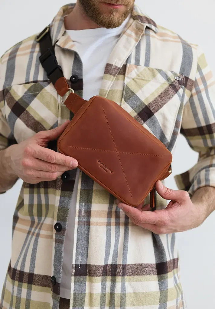 Кожаная сумка Dropbag Mini светло-коричневый Crazy Horse - фото 5
