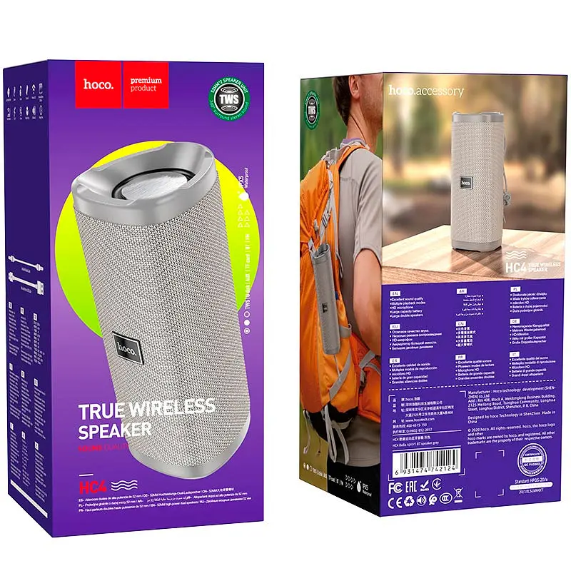 Портативна Bluetooth колонка Hoco HC4 Grey - фото 3