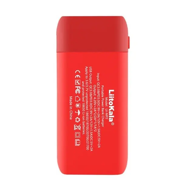 Зарядний пристрій-павербанк LiitoKala Lii-MP2 для акумуляторів на 2 канали (Червоний) - фото 4