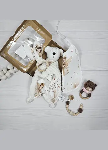 Набір для малюка: ведмедик, гризунець, слинявчик a.l.babybox Феї