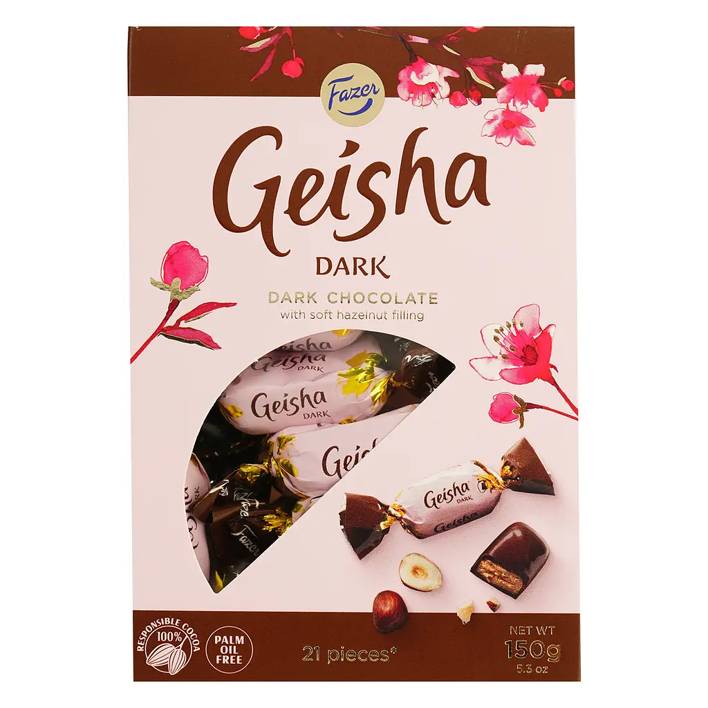Цукерки Fazer Geisha чорний шоколад з тертим горіхом 150 г - фото 2
