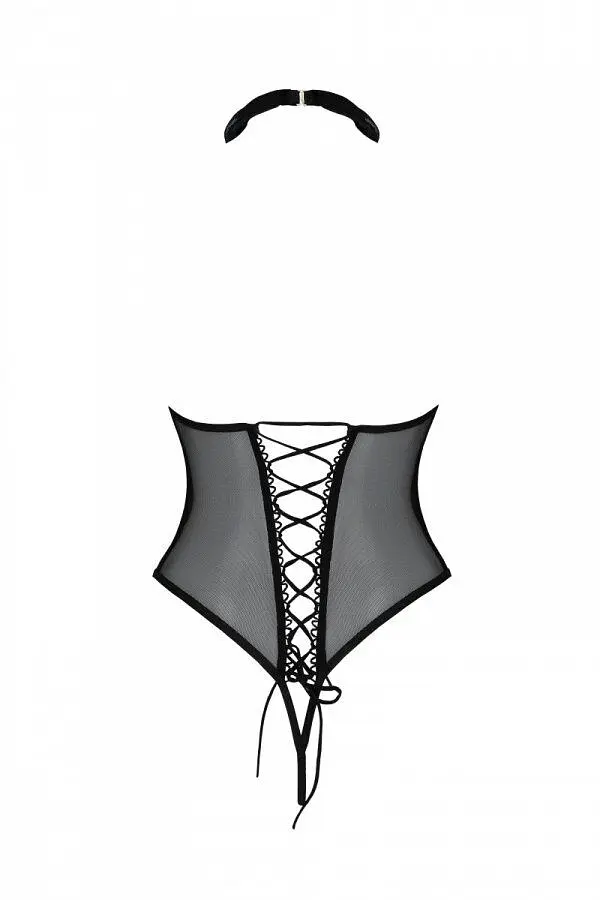 Еротичне боді Passion TRISHA BODY, XXL/XXXL, black, з відкритими чашками - фото 4