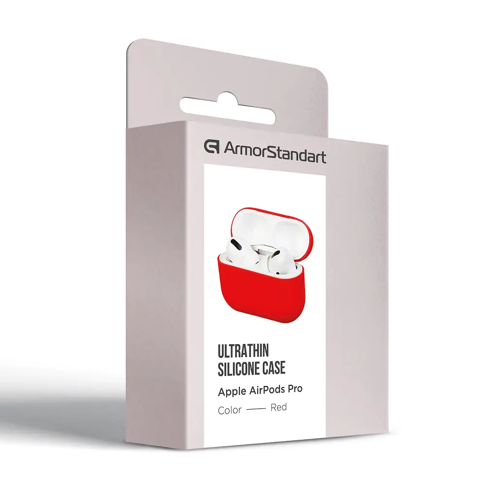 Силіконовий чохол для навушників Apple AirPods Pro, Ultrathin Silicone Case, червоний, захисний чохол, ультратонкий і легкий, захист від подряпин і пилу, м"який силікон, ArmorStandart (ARM55952) - фото 3