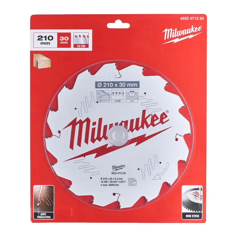 Диск пиляльний по дереву PFTE THIN KERF MILWAUKEE, діаметр 210x30x2,4мм, 16зуб. - фото 2