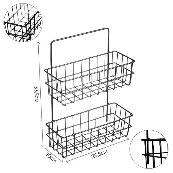 Настінна полиця-органайзер Stenson 25.5х10х33.5 см чорна (25584) - фото 4