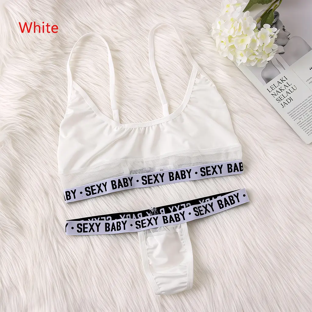 Комплект еротичної білизни Sexy Baby з сіткою M-L Білий - фото 3