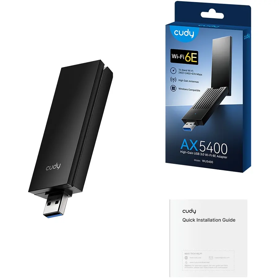 Адаптер WiFi Cudy WU5400, AX5400 Tri-Band Wi-Fi 6 / 6E USB 3.0 Adapter, 802.11ax/ac/a/b/g/n, 2402Mbp - фото 5