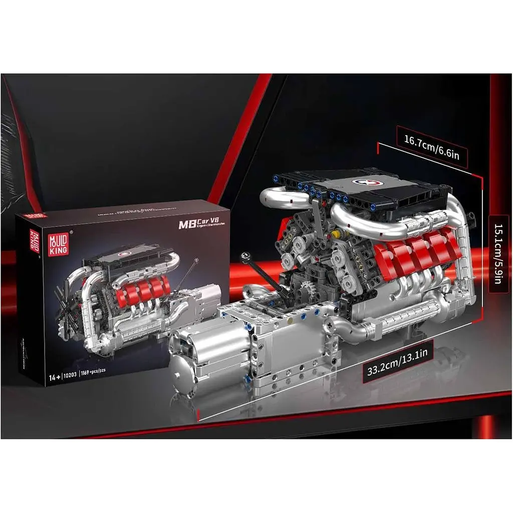 Конструктор Mould King Mking Двигатель и коробка передач MB V8 (10203) [161049] - фото 9