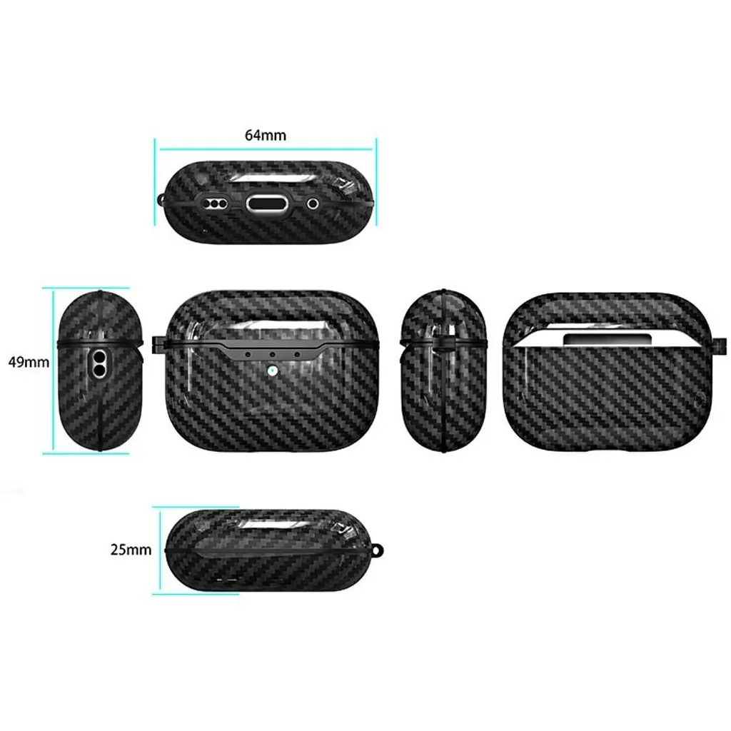 Силіконовий чохол Primo Carbon Fiber для AirPods Pro 2 Black - фото 3