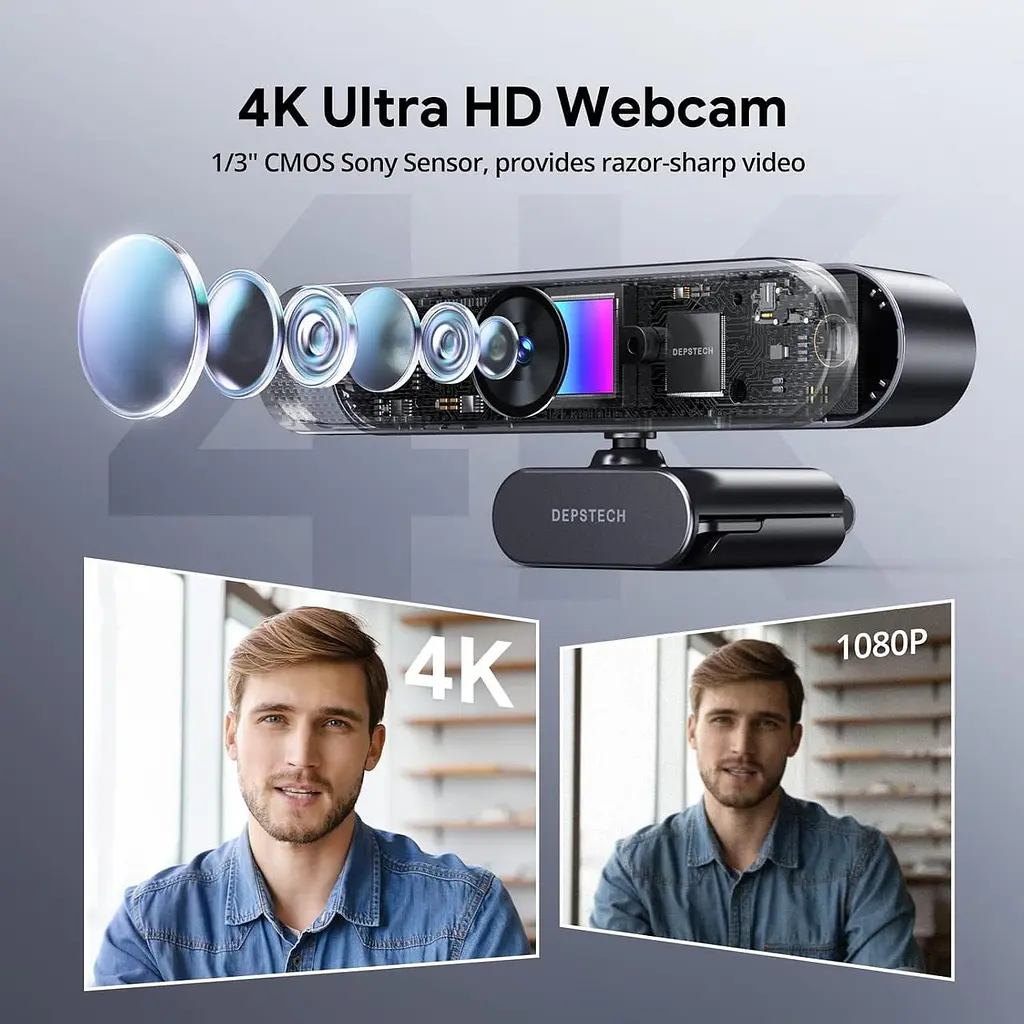 Вебкамера DEPSTECH DW49 Pro 4K із Sony-сенсором, автофокусом і 3× зумом - фото 7