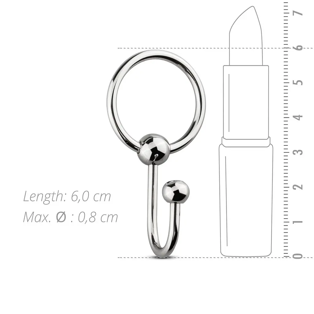 Уретральна вставка з кільцем Sinner Gear Unbendable - Sperm Stopper Solid, діаметр кільця 3,2см - фото 5