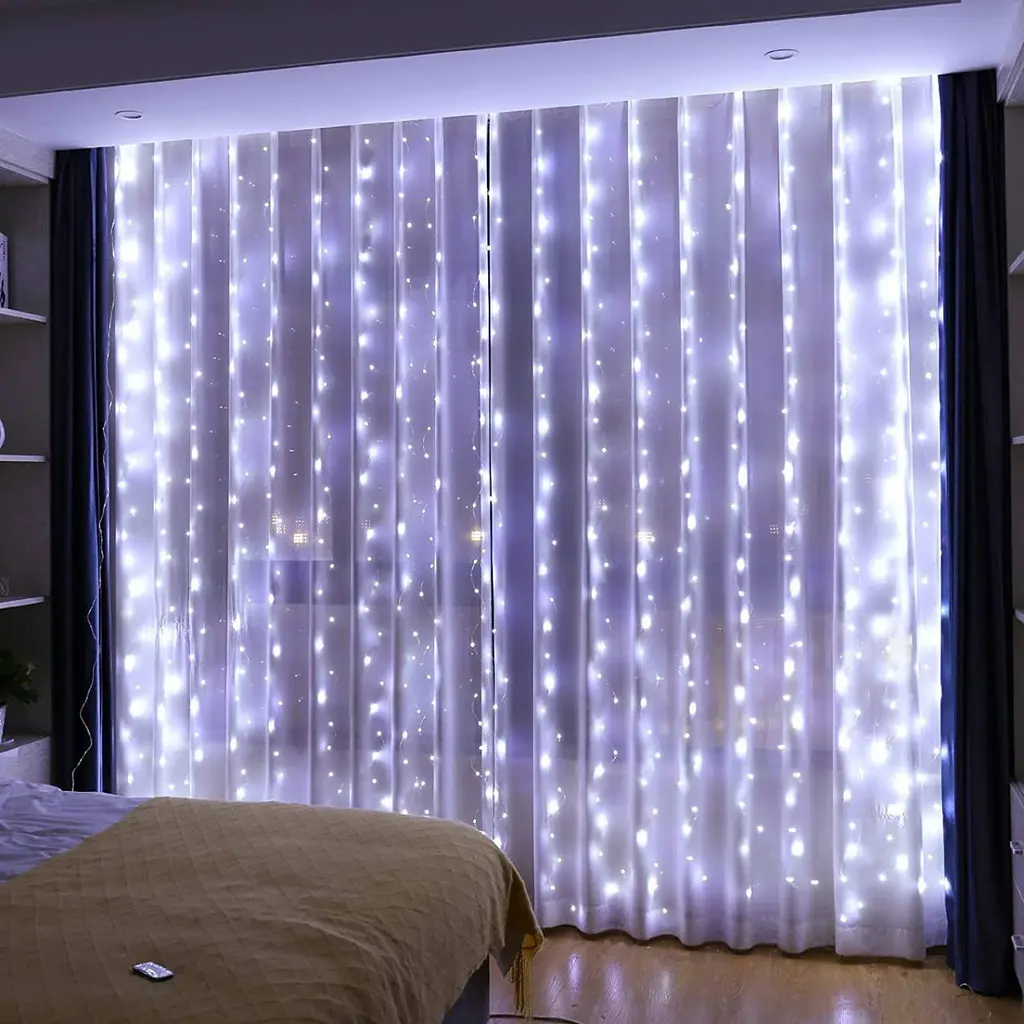 Гирлянда светодиодная от сети Штора CRT-011-2W 19560 3х2 м 300 LED холодная белая - фото 3