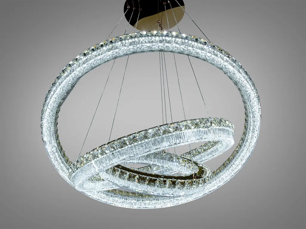 Підвісна LED-люстра Diasha MD6027/800+600+400S-gol для вітальні, зали та сходів, 270 W, 82 см, 17-35m2 - фото 2