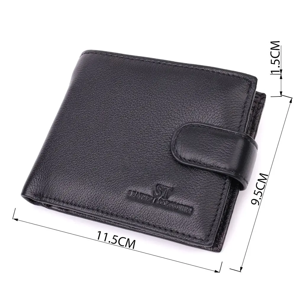 Горизонтальний гаманець середнього розміру з натуральної шкіри ST Leather 22454 чорний - фото 4