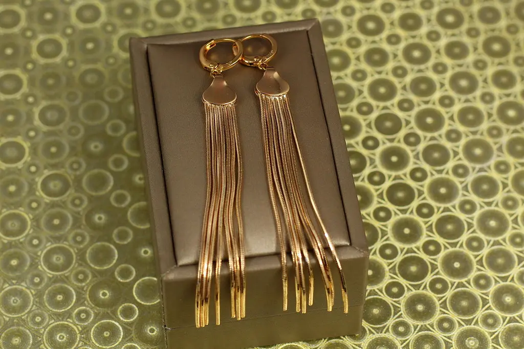 Сережки Xuping Jewelry підвіски позначки Сім блискучих променів 8,5 см золотисті - фото 2