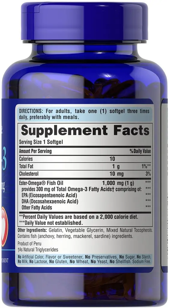 Омега-3 риб'ячий жир Puritan's Pride Omega-3 Fish Oil 1000 мг 300 мг 100 капс - фото 2