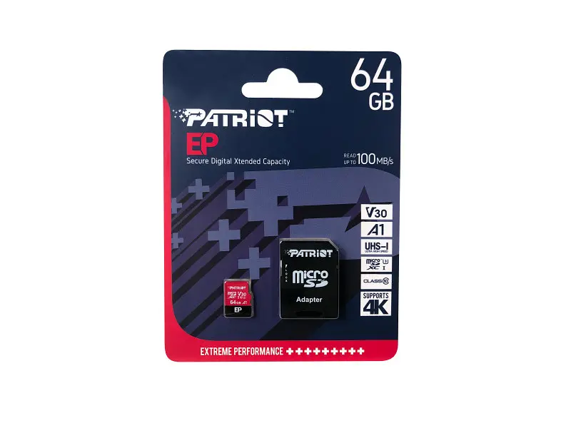 Карта пам'яті Patriot EP microSDXC UHS-I U3 V30 A1 + SD adapter 64 GB (PEF64GEP31MCX) - фото 3
