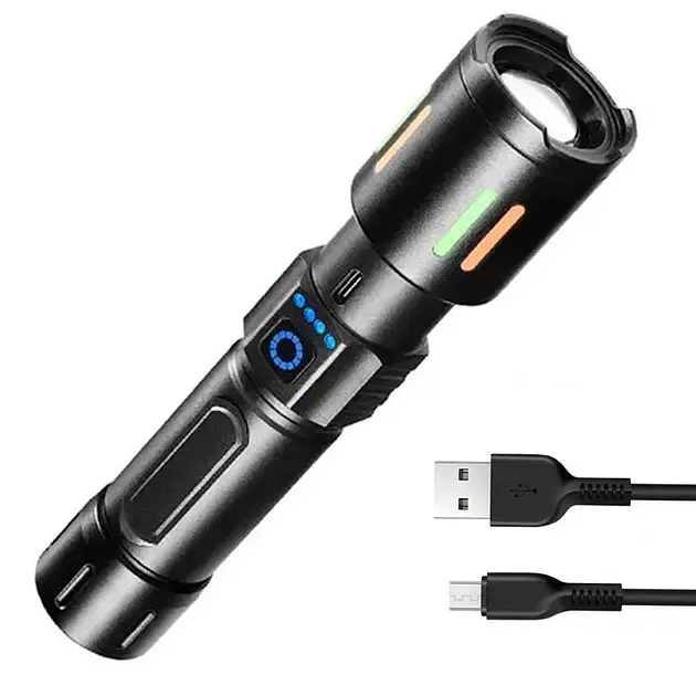 Ліхтарик з механічним зумом ручний X-BALOG BL 611-TG акумулятор 26650 режимів роботи 3 (100%, 50%, стробоскоп) - фото 3