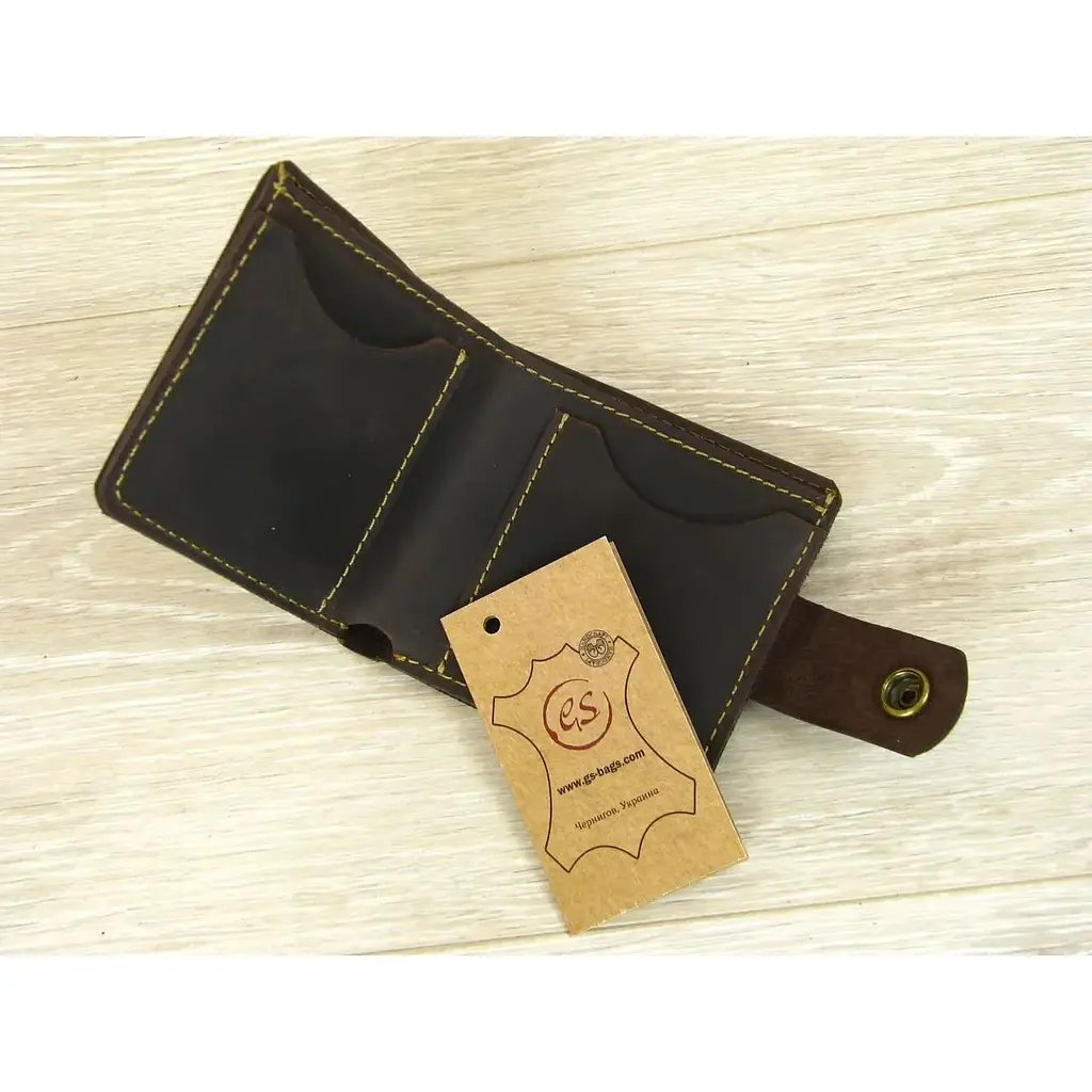 Кошелек GS кожаный коричневый - фото 5