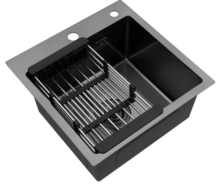 Кухонна мийка Kroner KRP Schwarze - 4545HM PVD (3.0/1.0 мм) (CV033856) - фото 4