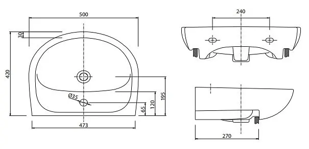Раковина Kolo Solo 50x42 7115100U - фото 2