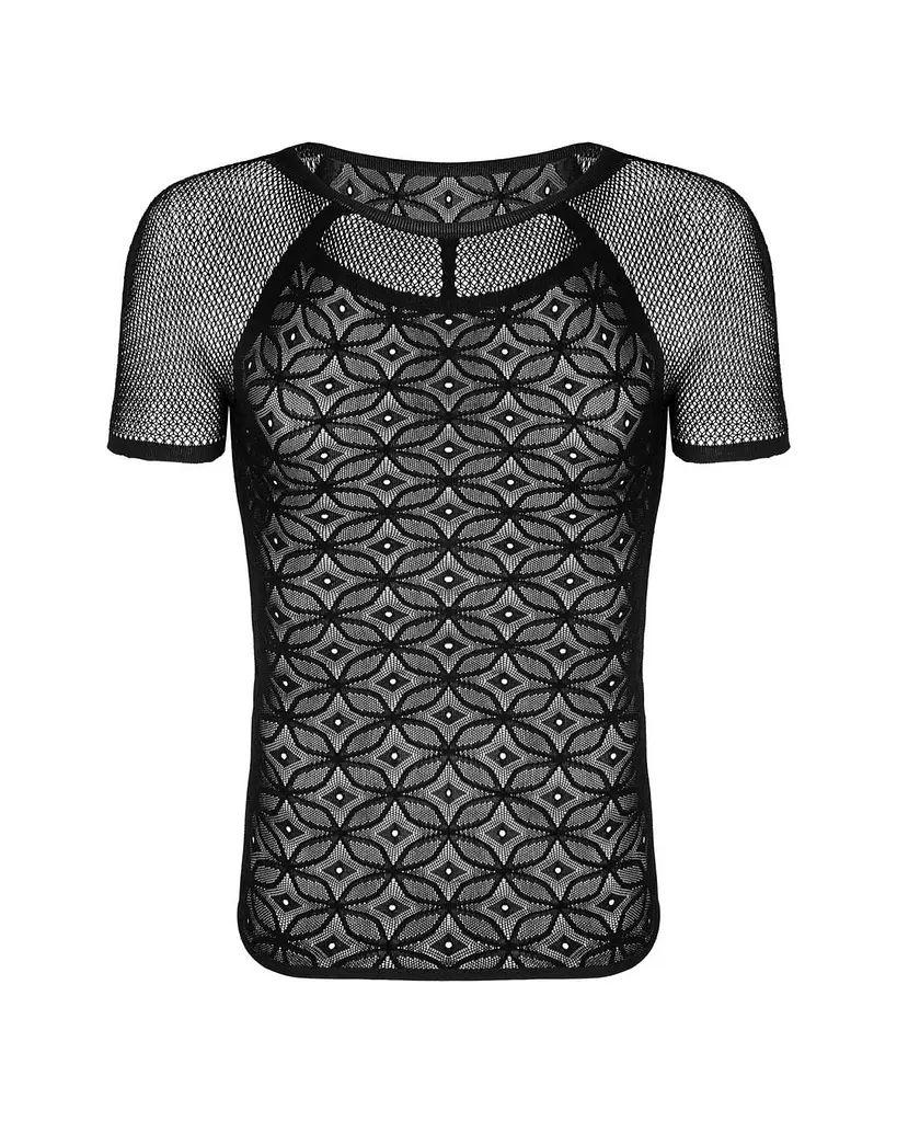 Чоловічі напівпрозорі футболки з орнаментом Obsessive T102 T-shirt чорна S/M/L - фото 6