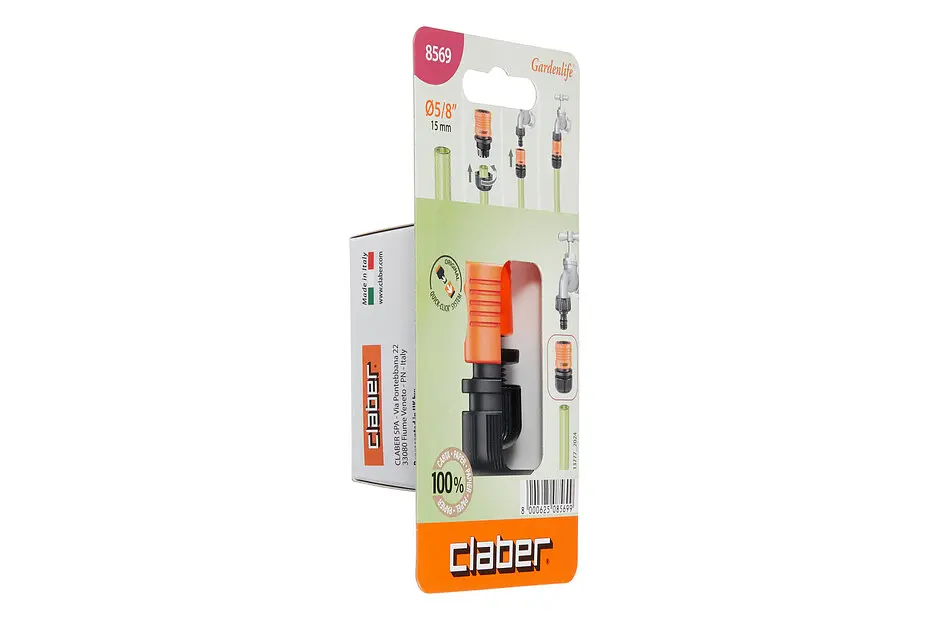 Конектор для поливального шлангу 5/8" з системою "Aquastop" Claber 8569 - фото 3