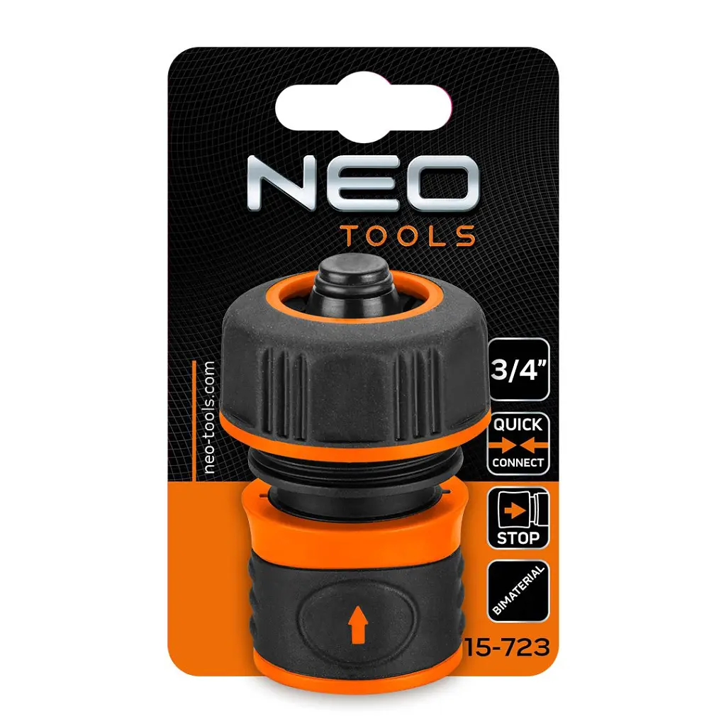 Конектор для шланга Neo Tools для шланга 3/4", з аквастопом, двокомпонентний (15-723) - фото 5