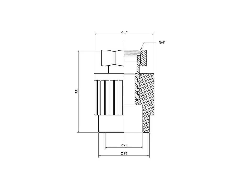 Муфта з гайкою Thermo Alliance 3/4" d=25мм поліпропіленова 3/4"В з нак. гайкою, для поліпроп. труб (DSI302) - фото 2