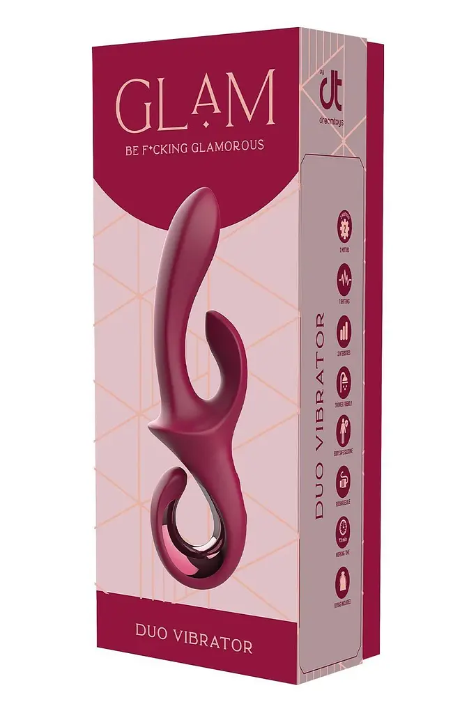 Вібратор-кролик Dreamtoys Glam Duo Vibrator 22.7 см бордовий - фото 2